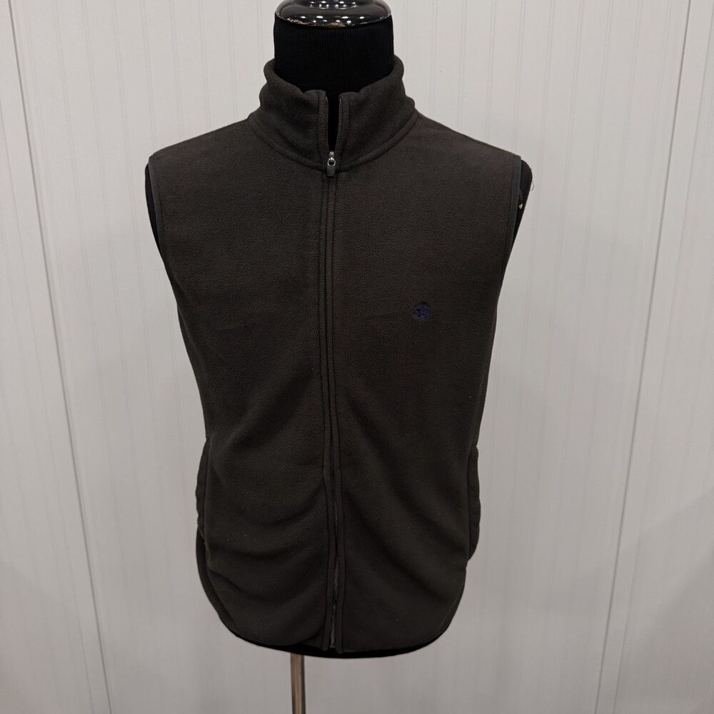 Brooks Brothers Men's Large Gray w/ Logo Full Zip Fleece Vest